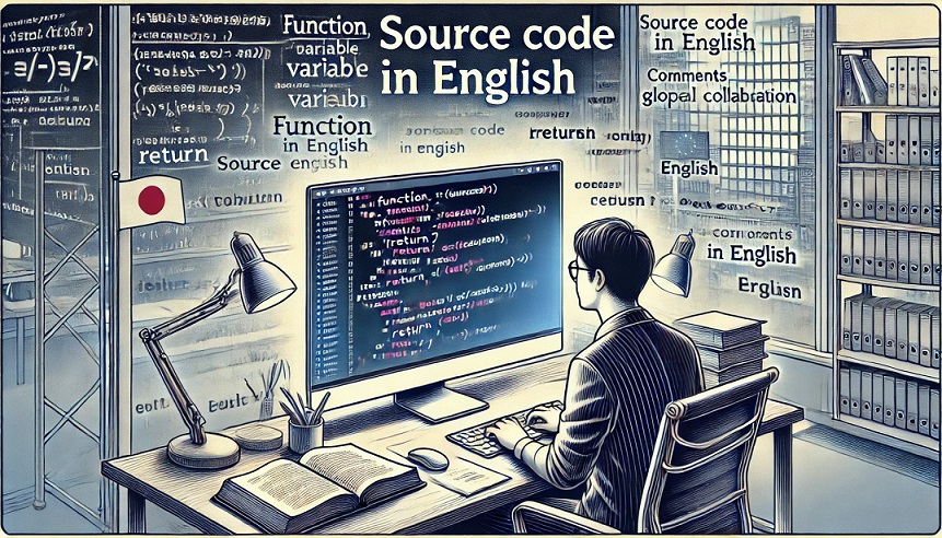 ソースコードは英文